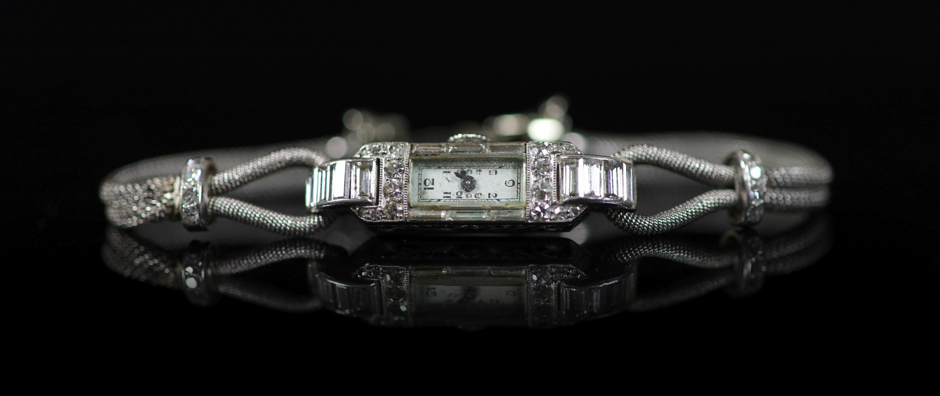 A lady's 1930's French Boucheron platinum and diamond set cocktail watch